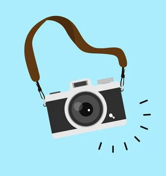 Hanging camera flat style vector Illustrazione stock