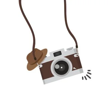 Hanging camera with hat vector Illustrazione stock