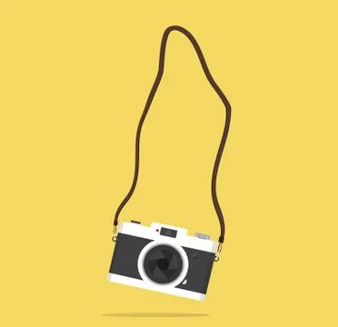 Hanging camera  with strap Illustrazione stock