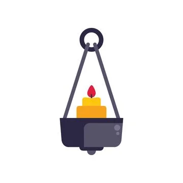 Hanging candle holder lighting up with fire illustration Stock Illustration