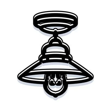 Hanging ceiling lamp light fixture black outline Stock Illustration