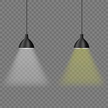Hanging ceiling lights with yellow and white bulbs Stock Illustration