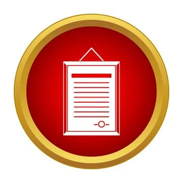 Hanging certificate in frame icon showing achievement Stock Illustration