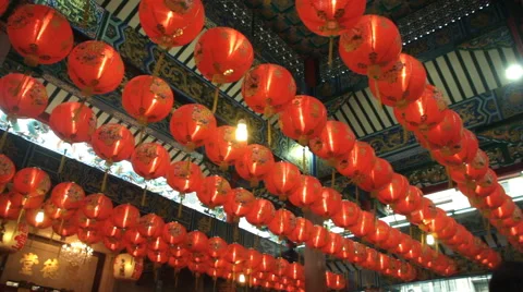 Hanging Chinese lanterns Video stock 60742679