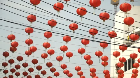 Hanging Chinese lanterns Video stock 60749670
