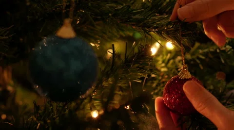 Hanging Christmas Ball On Tree Stock Footage 68601531
