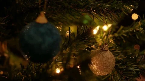 Hanging Christmas Ball On Tree Stock Footage 69217146