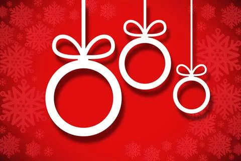 Hanging christmas decorations on red Ilustración de archivo