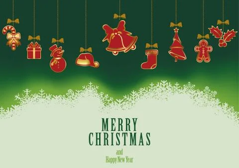 Hanging Christmas Elements Background Stock Illustration