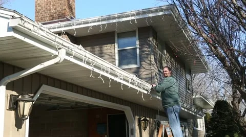 Hanging Christmas Lights Stock Footage 12523108
