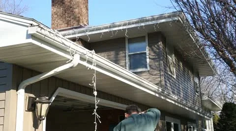 Hanging Christmas Lights Stock Footage 12523148
