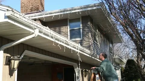 Hanging Christmas Lights Stock Footage 12523165