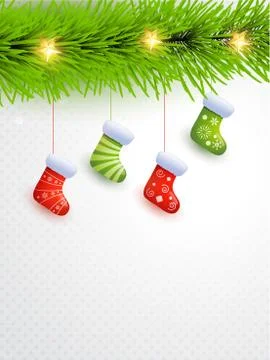 Hanging christmas socks Stock Illustration