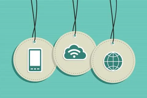 Hanging cloud computing sign icons set 库存插图