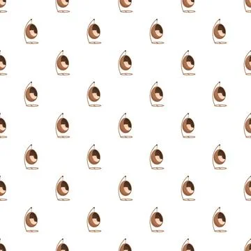 Hanging cocoon chair seamless pattern on white background Stock Illustration