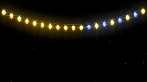 Hanging color changing string lights festive party garland loop Stock Footage 345640512