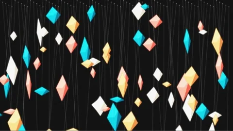 Hanging colored crystals in a unique abstract arrangement against a dark  Stock Footage 281911402