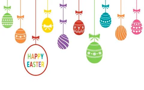 Hanging colored easter eggs ornaments イラスト素材