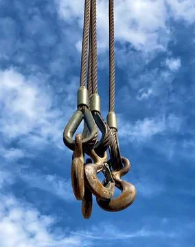 Hanging construction hooks Stock Photos