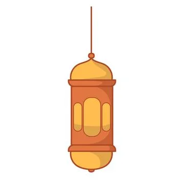 Hanging Copper Lantern with Warm Glow Illuminating Rustic Interior Decor Stock Illustration