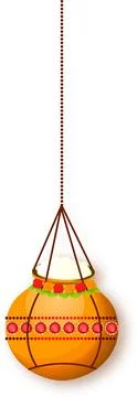 Hanging Dahi Handi (Curd Caly Pot) Vector Illustration. Stock Illustration