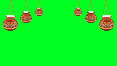 Hanging dahi handi on green screen for indian traditional janmashtami festiva Stock Illustration