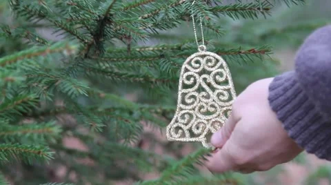 Hanging decoration in christmas tree Stock Footage 44219309