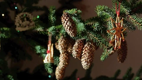 Hanging decorations on Christmas tree Stock Footage 71157636
