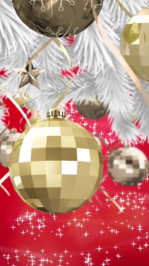 Hanging decorations on christmas tree over shooting star forming a christmas Video stock 344693284
