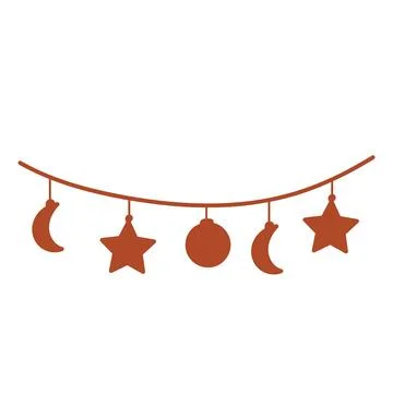 Hanging decorative string with moon, star and circle shapes Stock Illustration