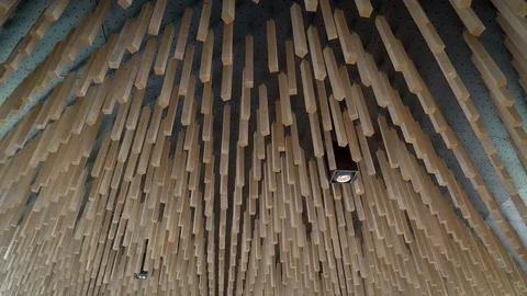 The hanging designs on the ceiling of a building Stock Footage 80622835