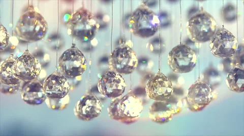 Hanging diamonds with blinking color shining reflection Stock Footage 50054629