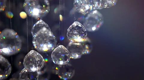 Hanging diamonds with blinking shining reflection. Crystals over dark background Video stock 50054438