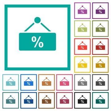 Hanging discount table flat color icons with quadrant frames イラスト素材