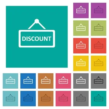 Hanging discount table square flat multi colored icons Stock Illustration