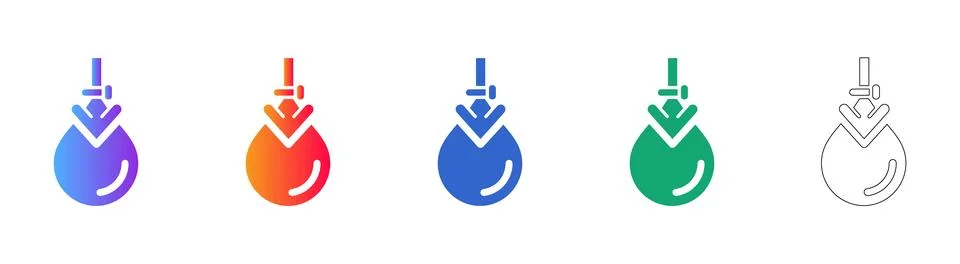 Hanging Drop Icon Collection in Gradient and Outline Illustrazione stock