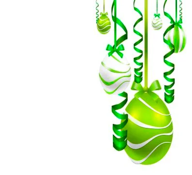 Hanging Easter eggs with festive ribbons Stock Illustration