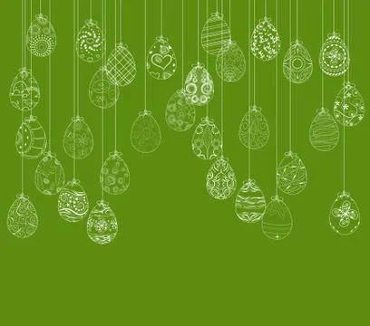 Hanging easter eggs ornament card Stock Illustration
