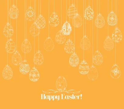 Hanging easter eggs ornament card Stock Illustration