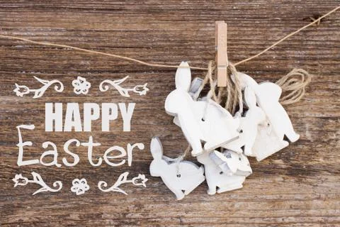 Hanging easter  rabbits Stock Photos