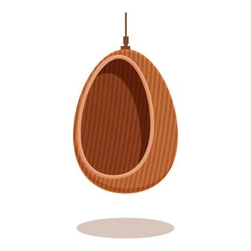 Hanging egg shaped brown wicker chair swinging lightly Stock Illustration