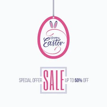 Hanging egg shaped easter sale label banner Stock Illustration