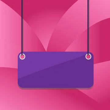 Hanging empty rectangle shaped sign on colorful background. Board attached at Stock Illustration
