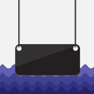 Hanging empty rectangle shaped sign on colorful background. Board attached at Stock Illustration