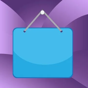 Hanging empty reminder. Colored square shaped note fixed on the surface Illustrazione stock