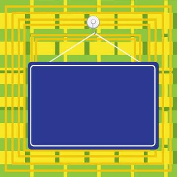 Hanging empty reminder. Colored square shaped note fixed on the surface Illustrazione stock