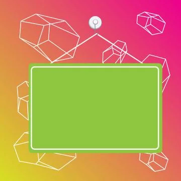 Hanging empty reminder. Colored square shaped note fixed on the surface Stock Illustration