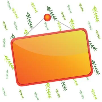 Hanging empty reminder. Colored square shaped note fixed on the surface Illustrazione stock