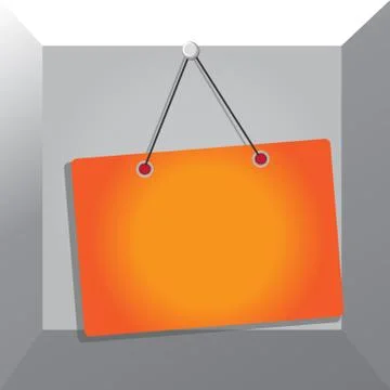 Hanging empty reminder. Colored square shaped note fixed on the surface Stock Illustration