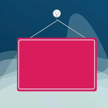 Hanging empty reminder. Colored square shaped note fixed on the surface Stock Illustration